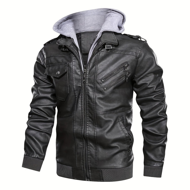 Torsten | Kapuzen-Bikerjacke mit Doppelreißverschluss