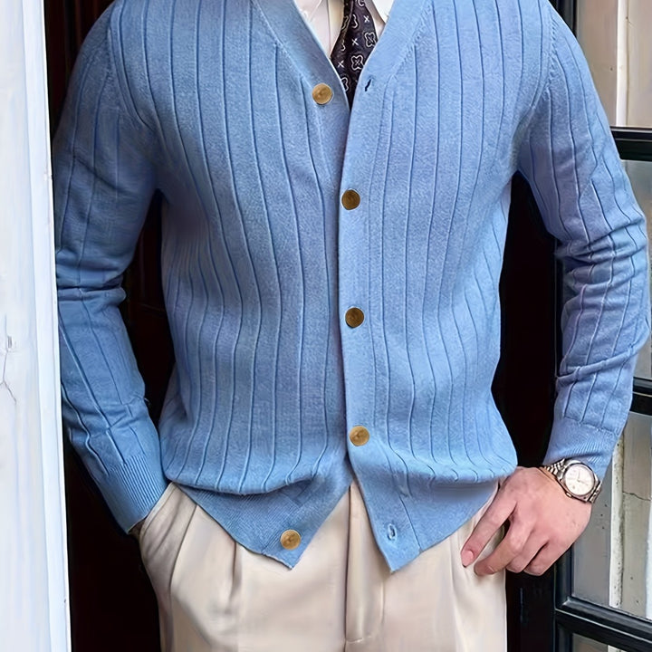 Leonhard | Fein gerippte Strickjacke mit Knopfleiste