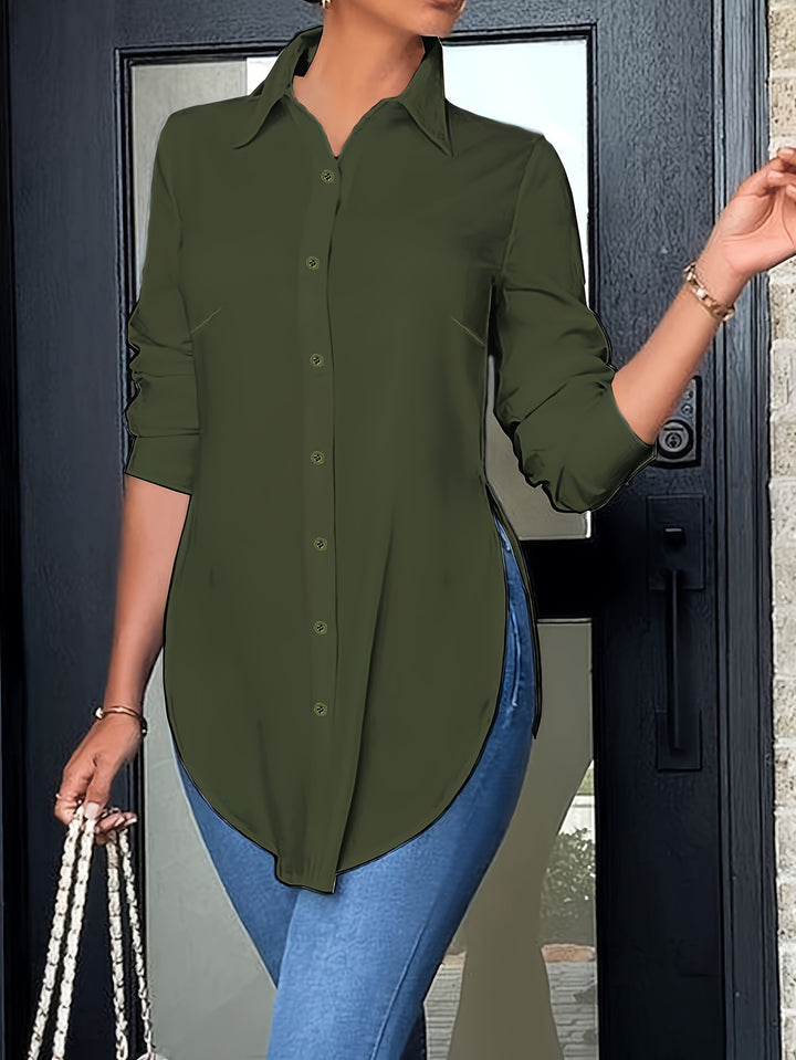 Almut | Elegante Longbluse mit Seitenschlitz