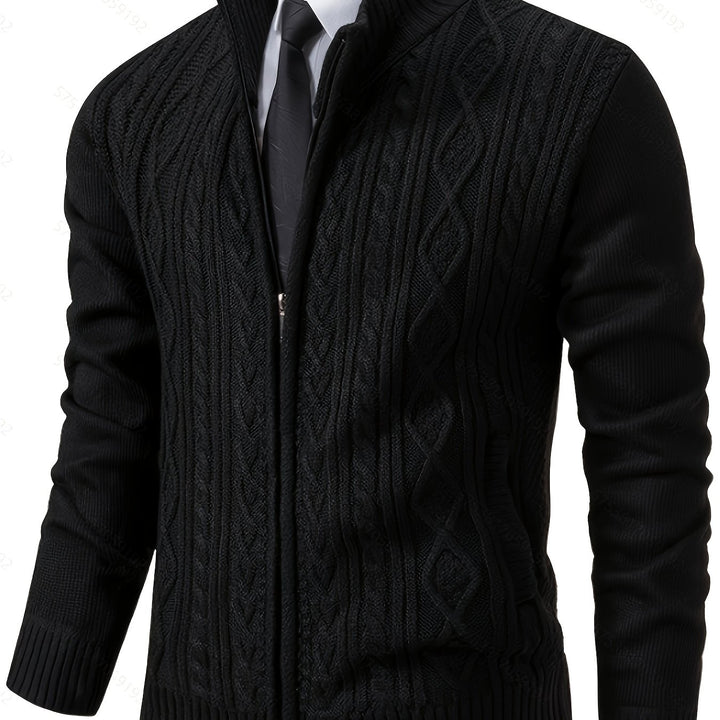 Björn | Strukturierte Strickjacke mit Stehkragen