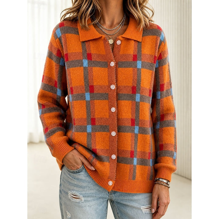 Sigrid | Karierter Cardigan mit Hemdkragen