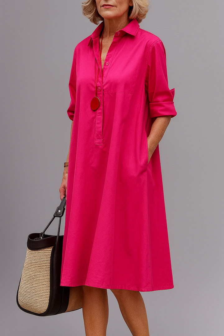 Marlis | Elegantes Hemdblusenkleid mit grafischem Muster