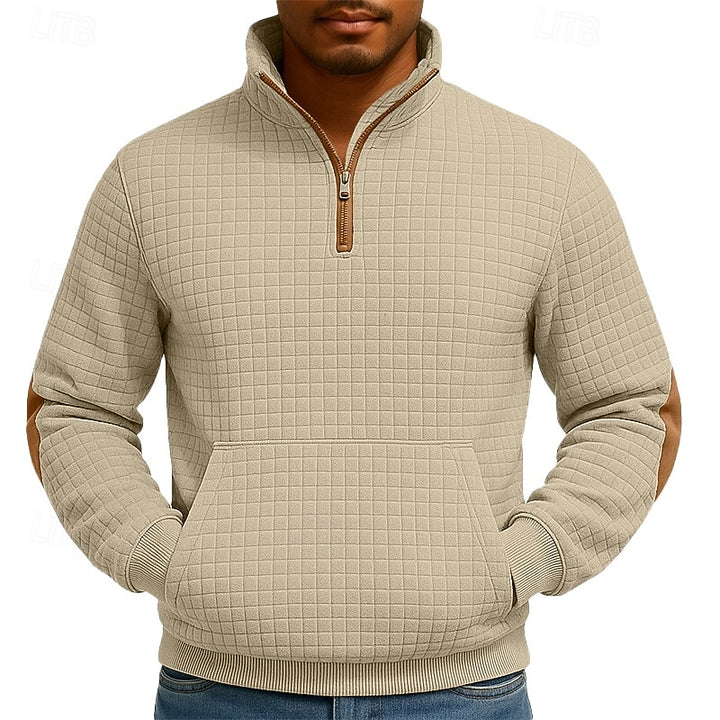 Tilman | Strukturiertes Troyer-Sweatshirt mit kurzem Reißverschluss