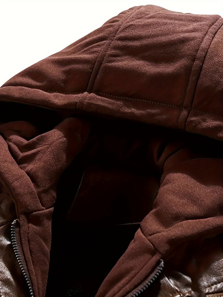 Torsten | Kapuzen-Bikerjacke mit Doppelreißverschluss