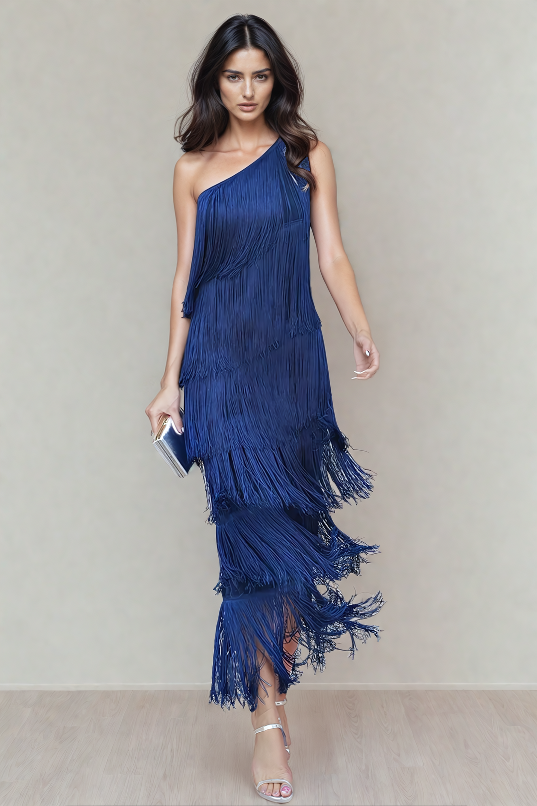 Sylvia | Elegantes One-Shoulder-Fransenkleid