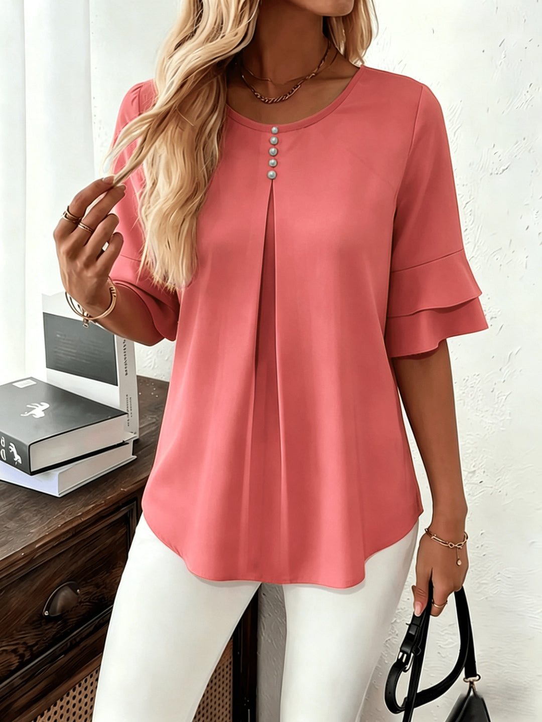 Annette | Elegante Bluse mit Volantärmeln