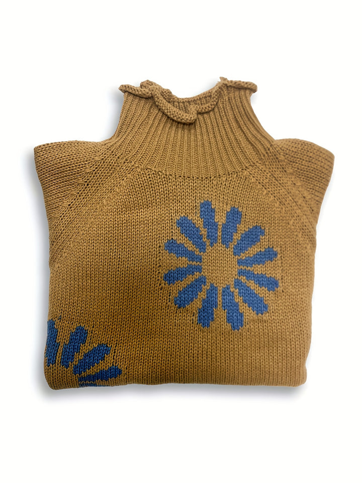 Ingelore | Kuscheliger Pullover mit Blütenmuster und Stehkragen