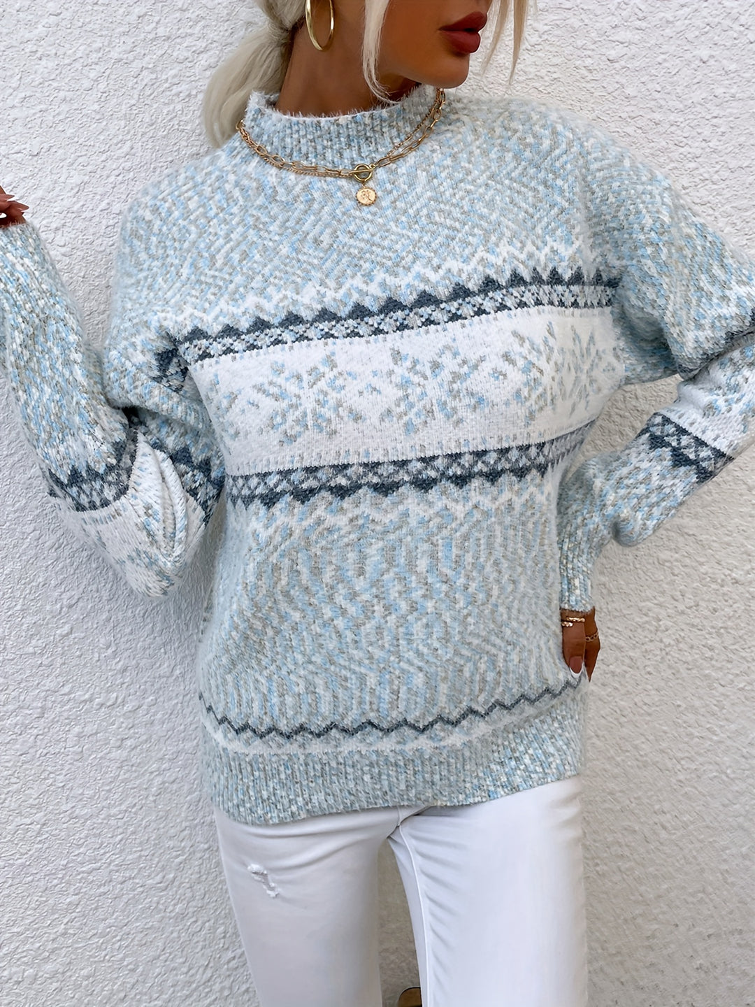 Inga | Weicher Christmas Strickpullover mit Schneeflocken