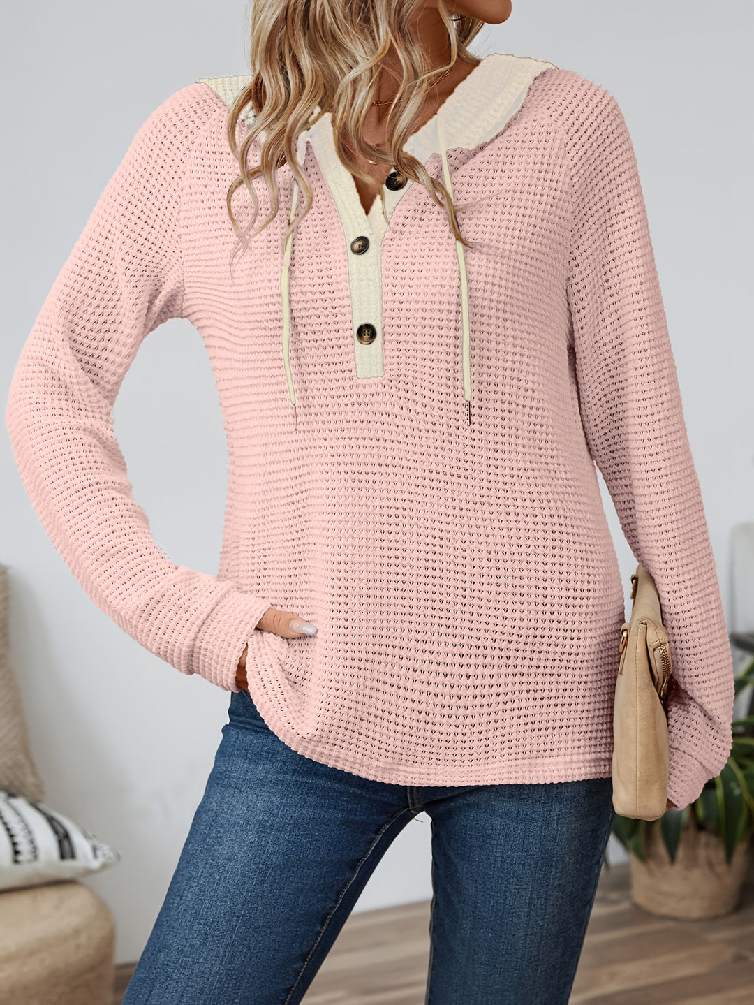 Kordula | Legerer Kapuzenpullover mit Knopfleiste