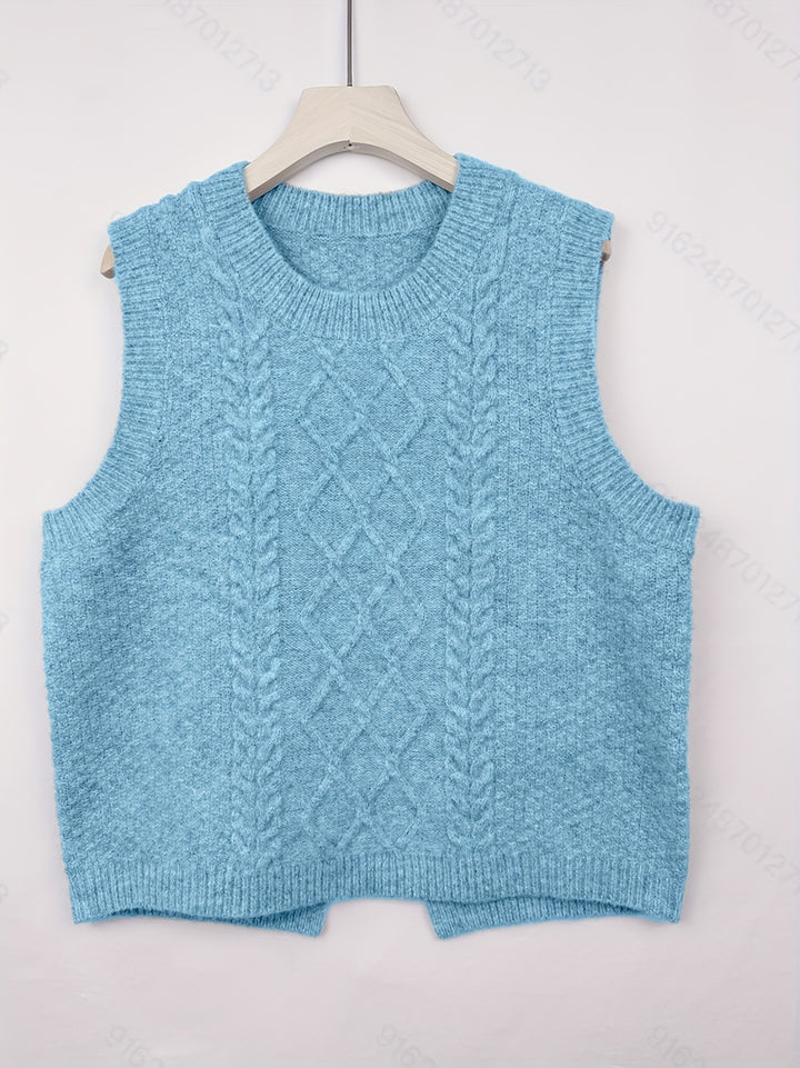 Hilde | Zopfgestrickter Pullunder mit Rundhals