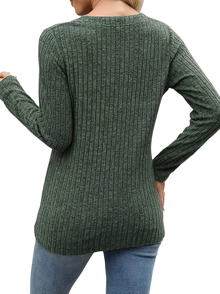 Ute | Feminines Henley-Oberteil mit Knopfleiste