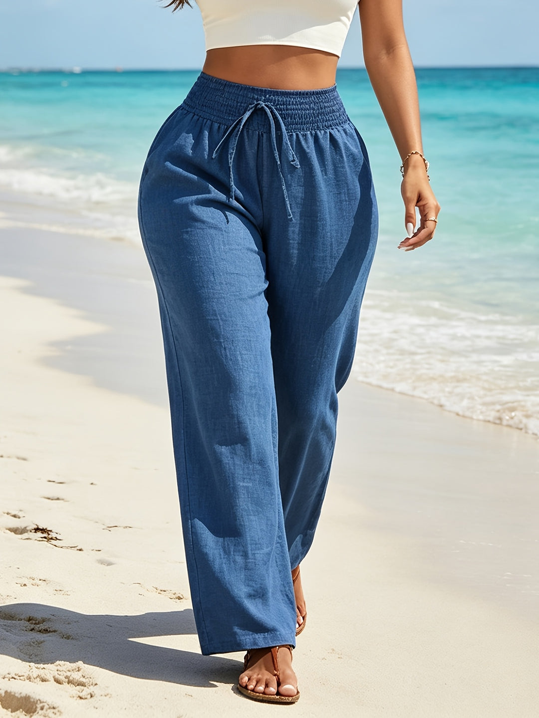 Almut | Fließende Wide-Leg-Hose mit hohem Bund