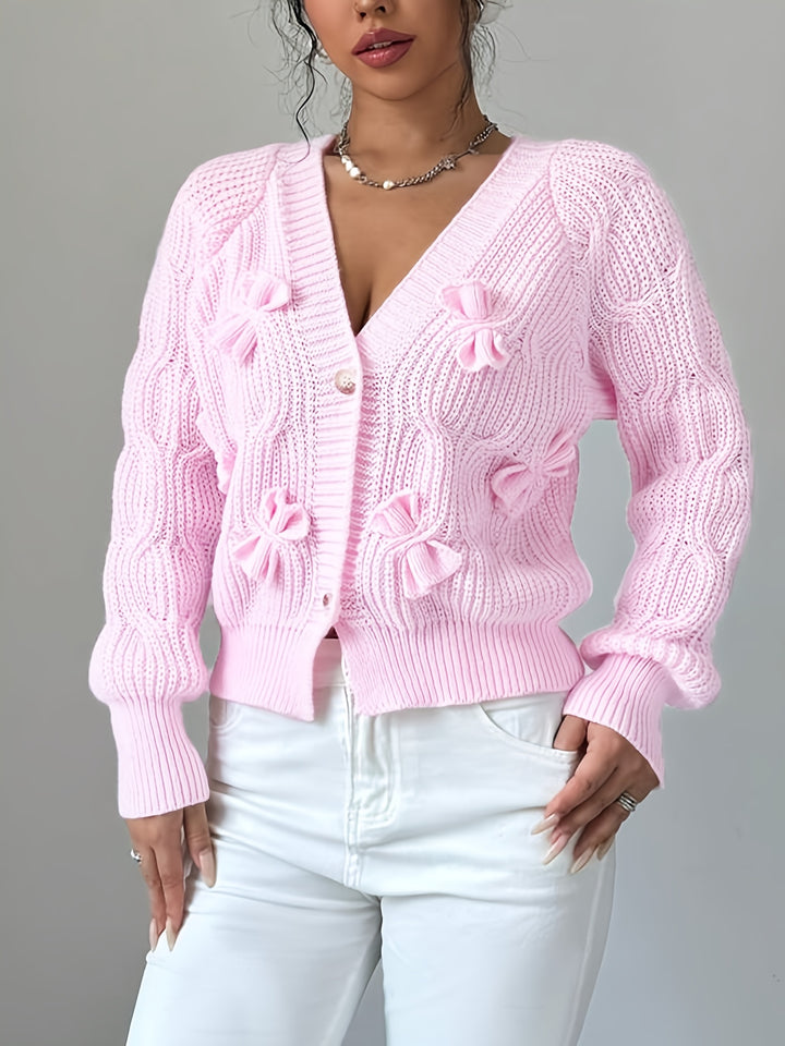 Editha | Zarte Schleifen-Strickjacke
