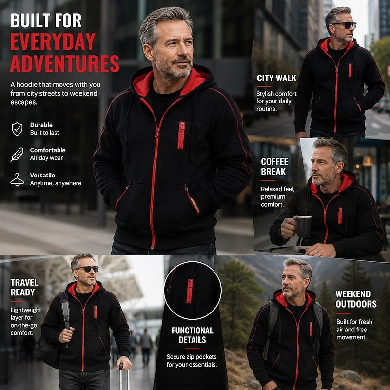 Arne | Sportliche Kapuzenjacke mit Zweifarben-Akzent