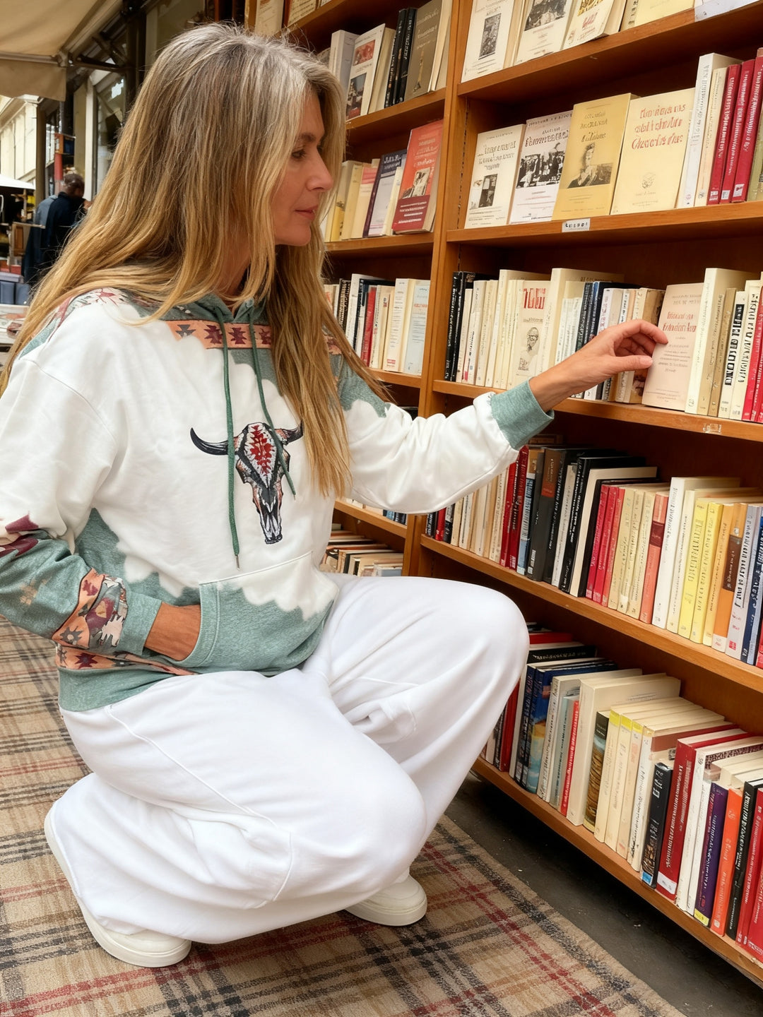 Sigrid | Ethno Kapuzenpullover mit Print