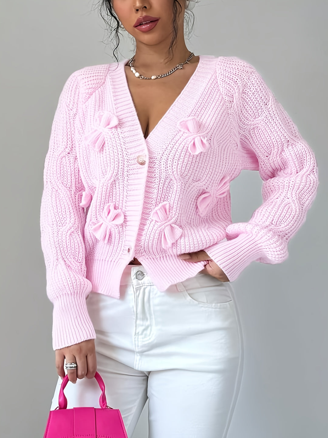 Editha | Zarte Schleifen-Strickjacke