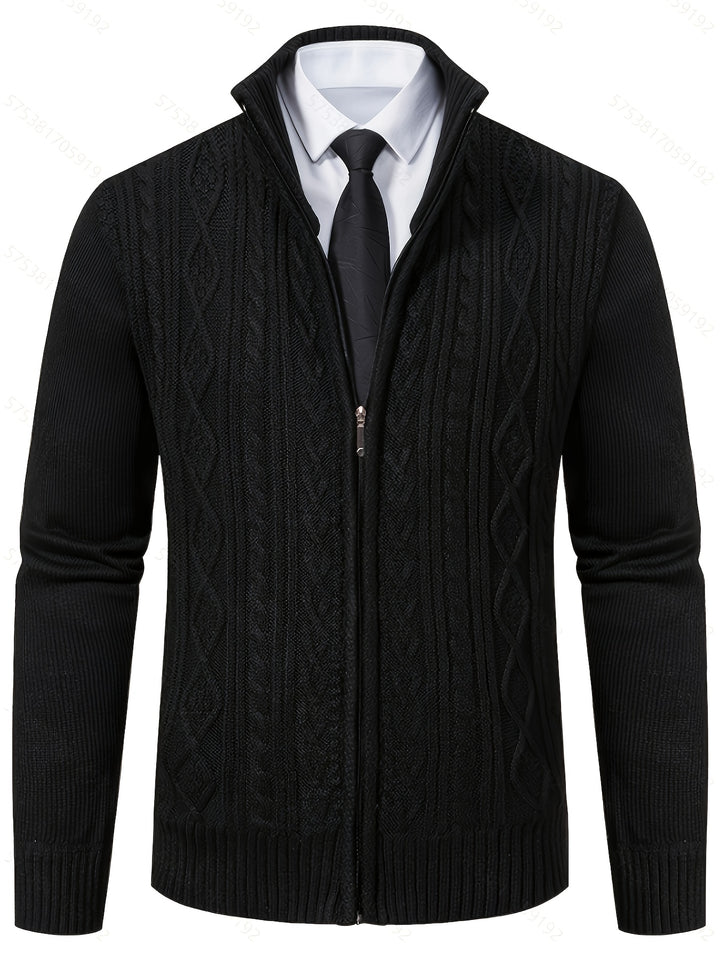 Björn | Strukturierte Strickjacke mit Stehkragen