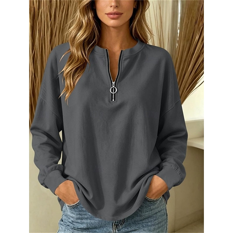 Theresa | Eleganter Pullover mit kurzem Reißverschluss