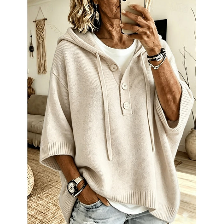 Cordelia | Weicher Kapuzen-Pullover mit Knopfleiste