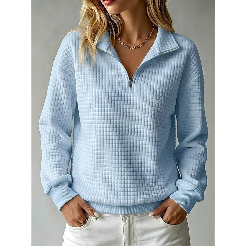 Meta | Strukturiertes Sweatshirt mit kurzem Reißverschluss