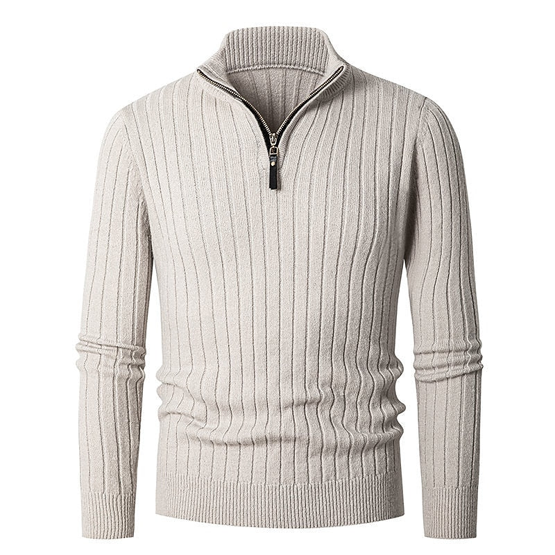Reinhart | Gerippter Troyer-Pullover mit Reißverschluss