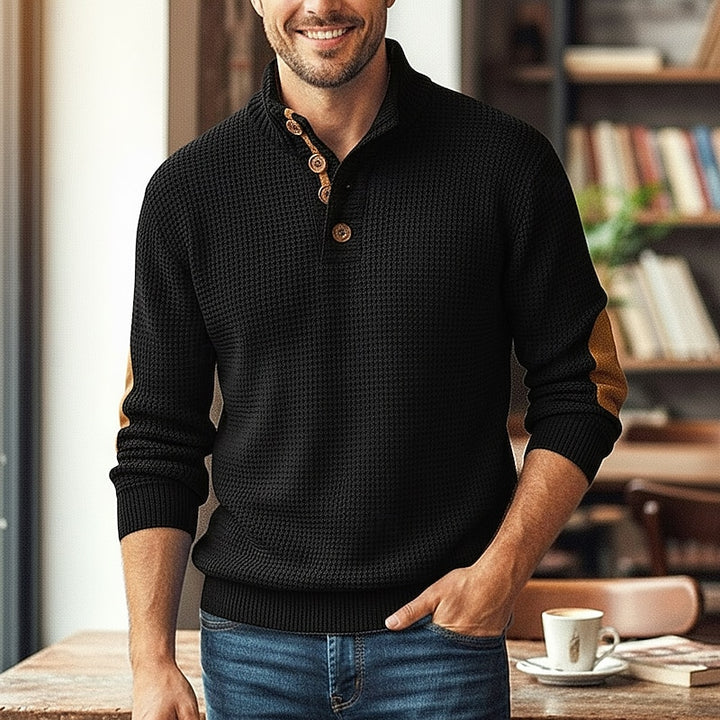Marius | Eleganter Stehkragen-Pullover mit Knopfleiste