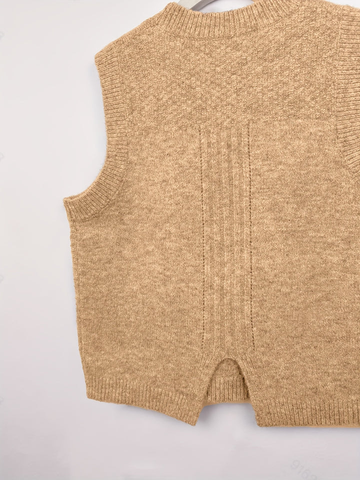 Hilde | Zopfgestrickter Pullunder mit Rundhals