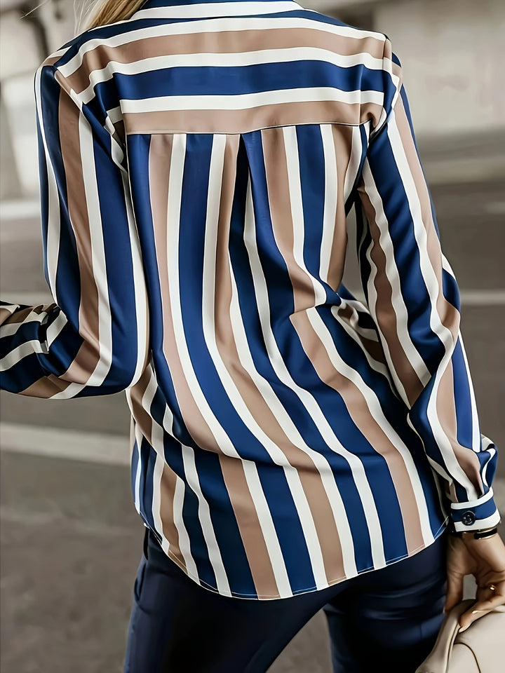 Ines | Elegante Streifenbluse mit Knopfleiste