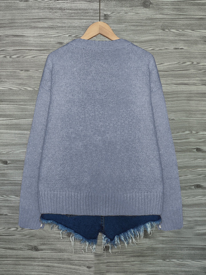 Nicole | Kuscheliger Rundhals-Pullover mit Katzen-Motiv