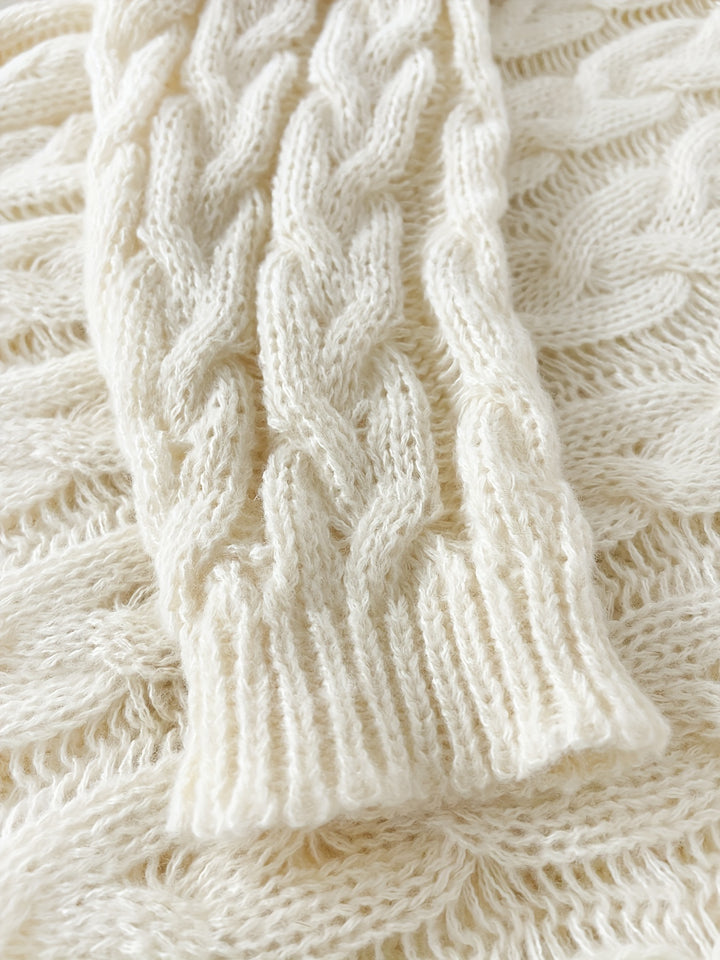 Imke | Femininer Zopfmuster-Pullover mit V-Ausschnitt