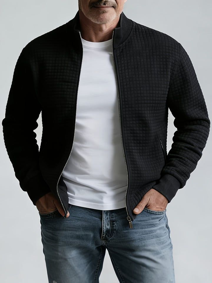Joachim | Strukturierte Zip-Jacke mit Stehkragen