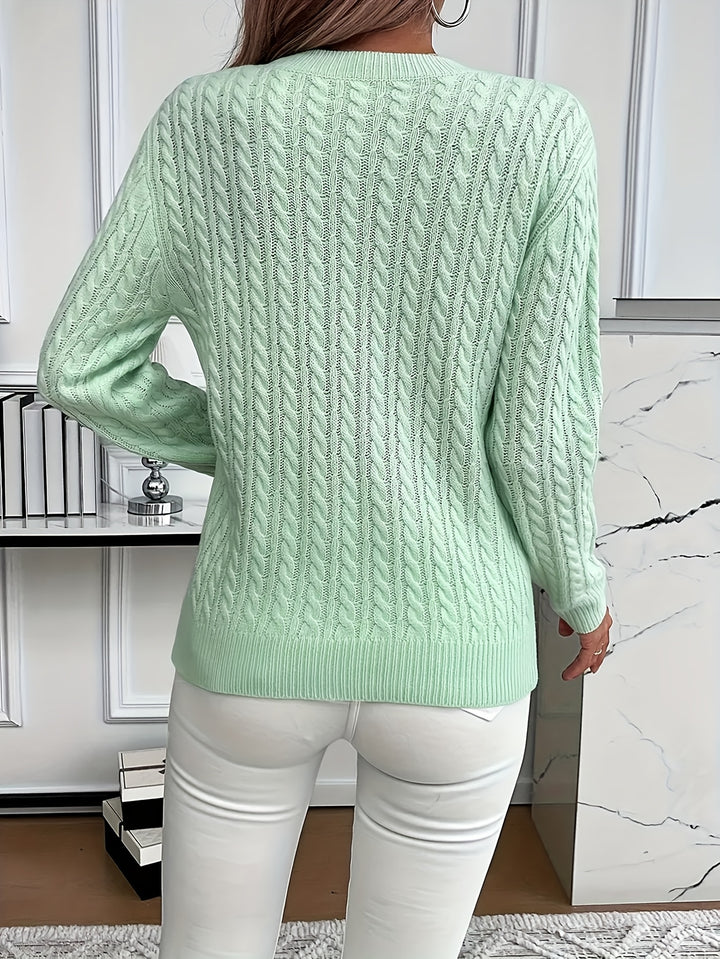 Katrin | Weich fließender Zopfmuster-Pullover