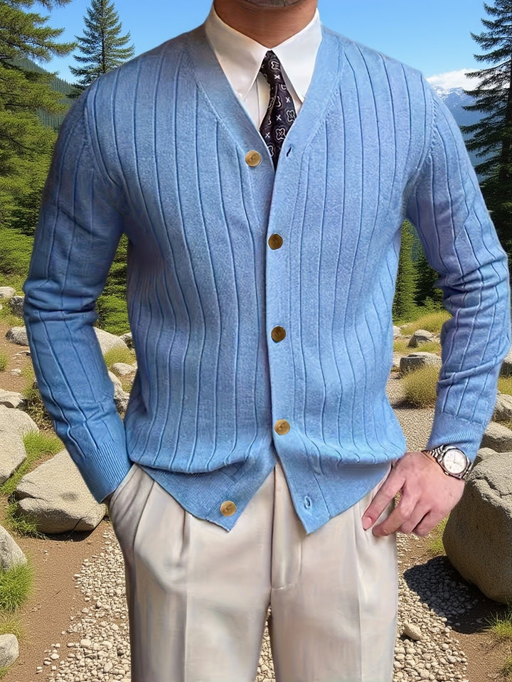 Leonhard | Fein gerippte Strickjacke mit Knopfleiste