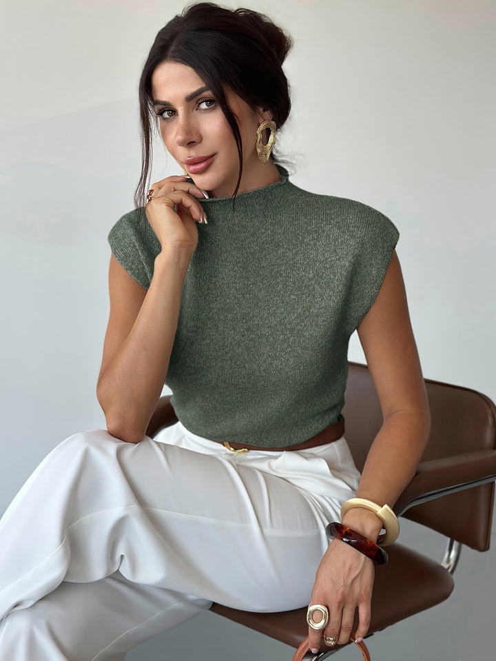 Ute | Elegantes Kurzarm-Top mit Stehkragen