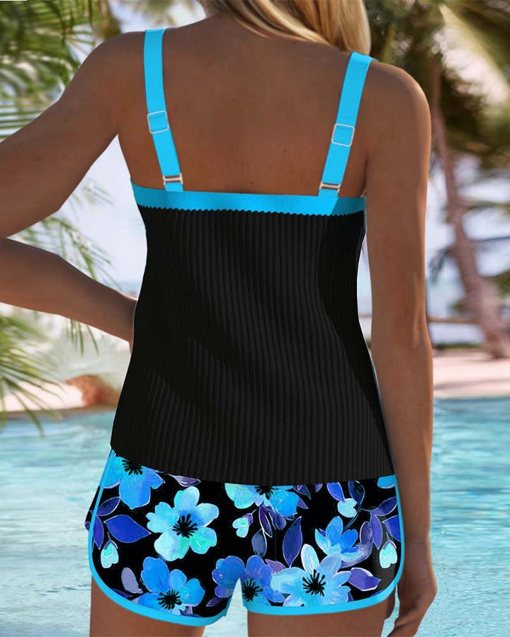 Amelie | Damen Bauchweg Blumen Tankini Set