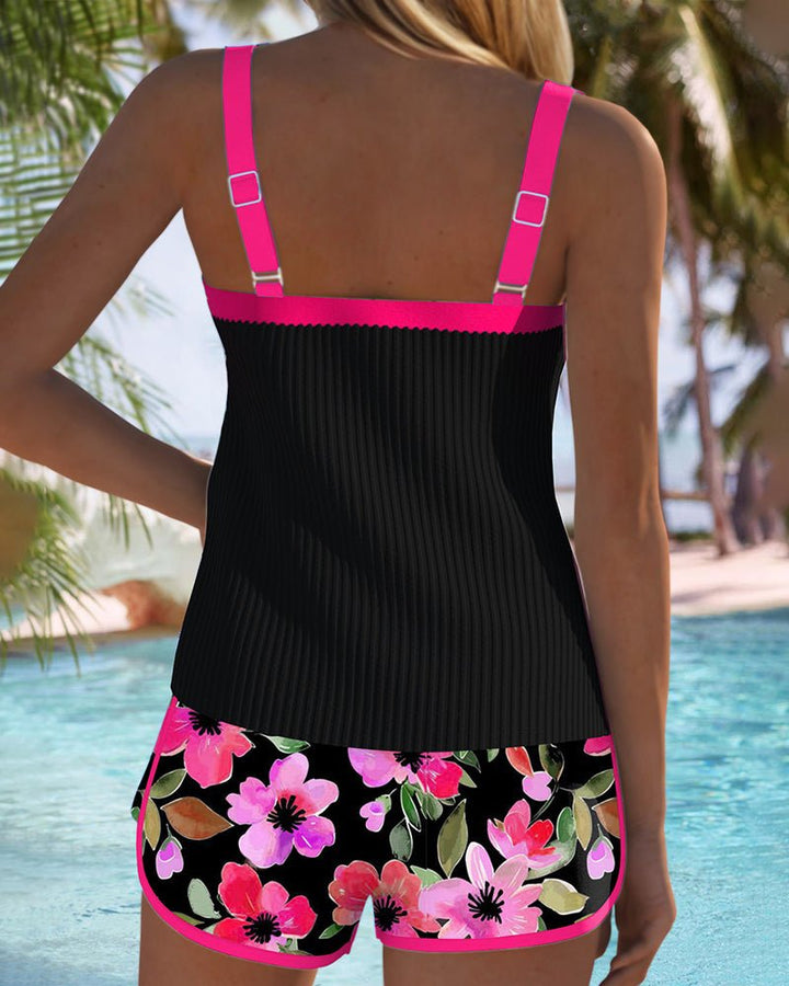 Amelie | Damen Bauchweg Blumen Tankini Set