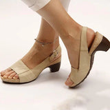 Amelie | Damen Block-Heel Slingback Sandalen mit Schnalle