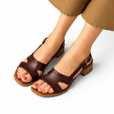 Johanna | Damen Blockabsatz Slingback Sandalen mit Quadratischer Zehenpartie