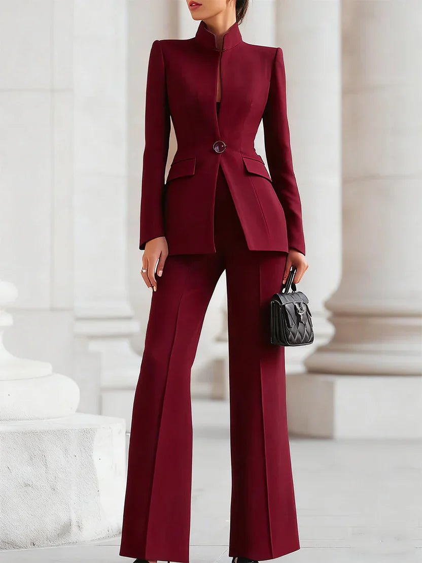 Marie | Damen Business Zweiteiler Longblazer Schlag Anzug