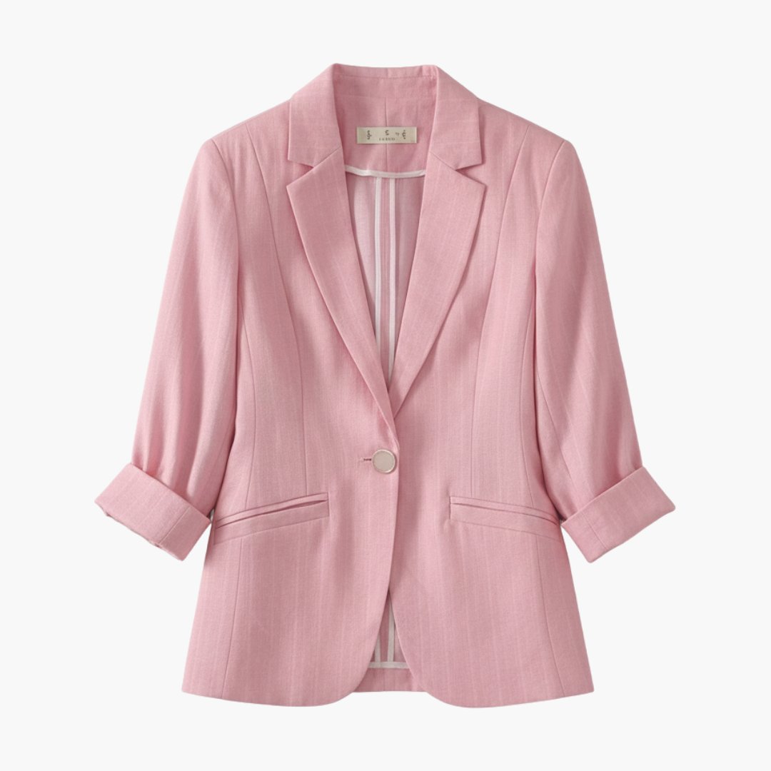 Nora | Damen Dreiviertelarm Leinen Blazer mit Einzelknopf