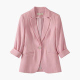 Nora | Damen Dreiviertelarm Leinen Blazer mit Einzelknopf