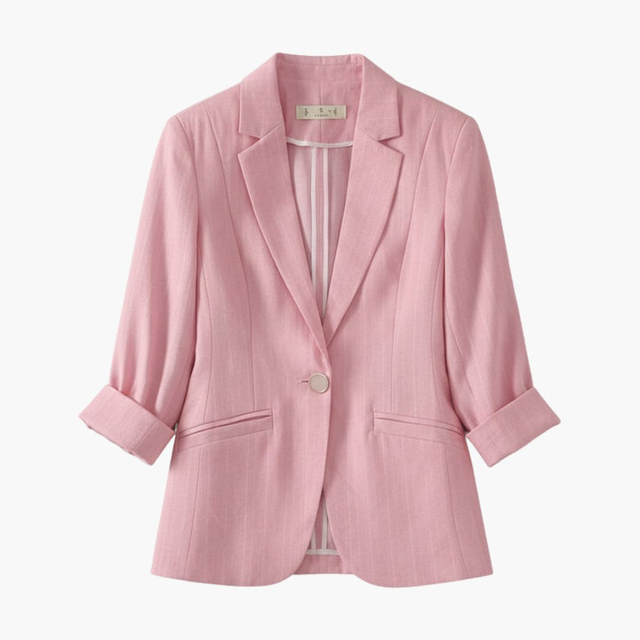 Nora | Damen Dreiviertelarm Leinen Blazer mit Einzelknopf