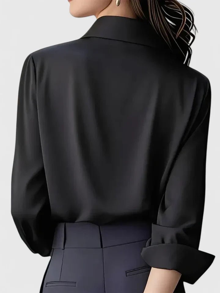 Frieda | Damen Elegante Satin Business-Bluse Versteckte Knopfleiste