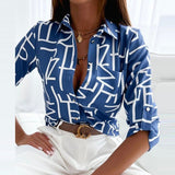 Marie | Damen Geometrische Klassische Kragen Bluse