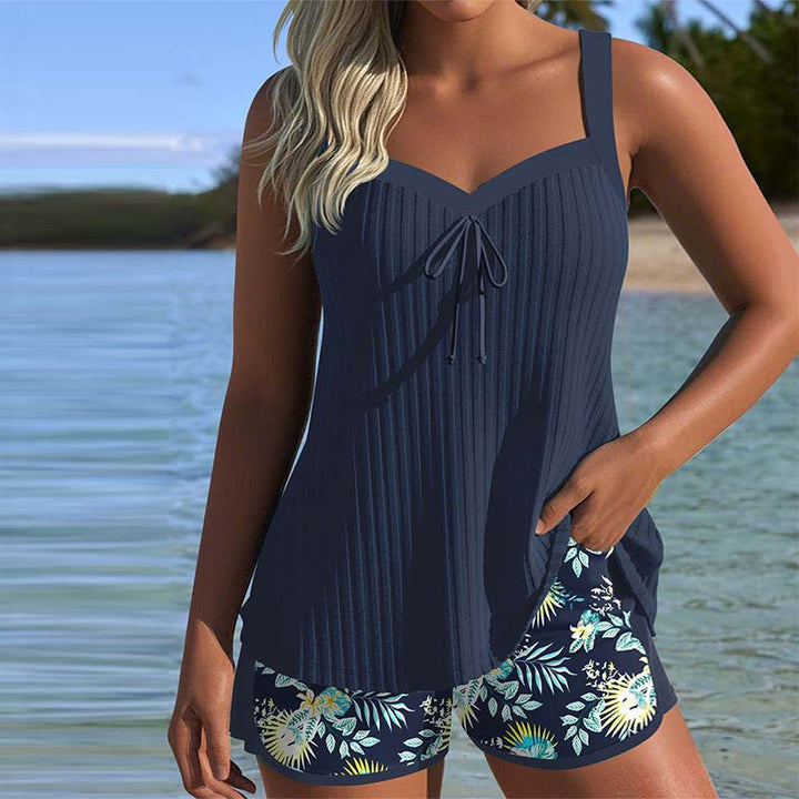 Johanna | Damen Gestreiftes Two-Piece Set Tankini mit Shorts