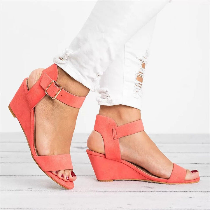 Elisabeth | Damen Keilabsatz Knöchelriemen Sandalen