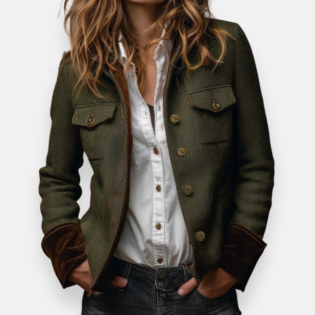 Luisa | Damen Langarm Fischgrät Blazer mit Knöpfen