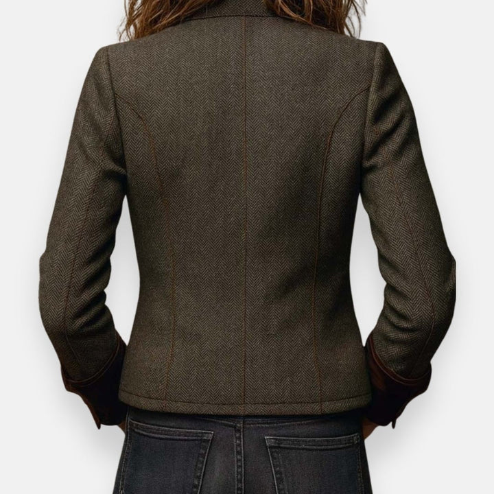 Luisa | Damen Langarm Fischgrät Blazer mit Knöpfen