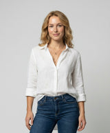 Katharina | Damen Leinen-Bluse Dreiviertelarm Klassischer Kragen