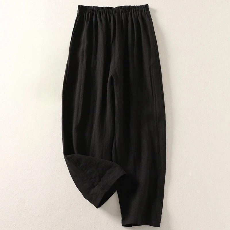Hannah | Damen Leinen Relaxed-Fit Elastikbund Hose